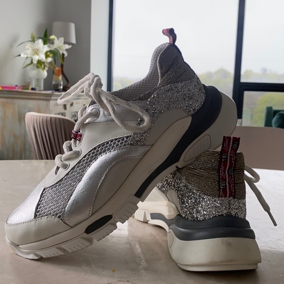 Tosca Blue Metallic Leather Mesh Sneakers - Picture 2 of 5